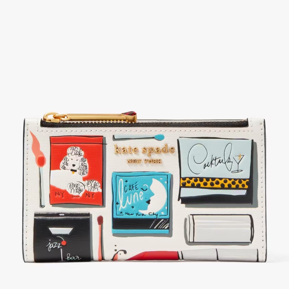 kate spade White Multi Graphic Zip Wallet